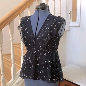 Chelsea28 Black Sheer Blouse Small